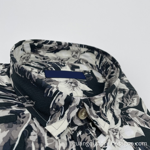 Full flower print beach men's short sleeve shirt